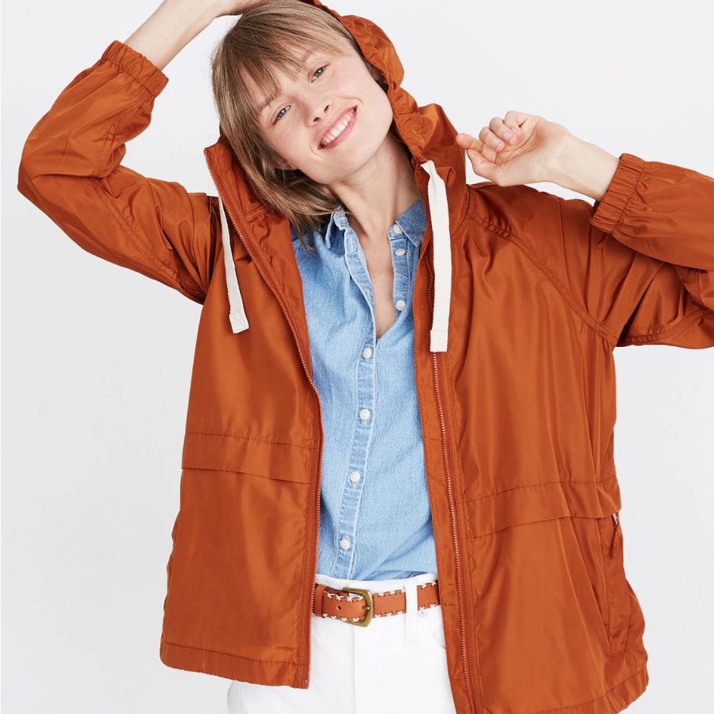 Madewell Rust Orange Hooded Anorak Jacket